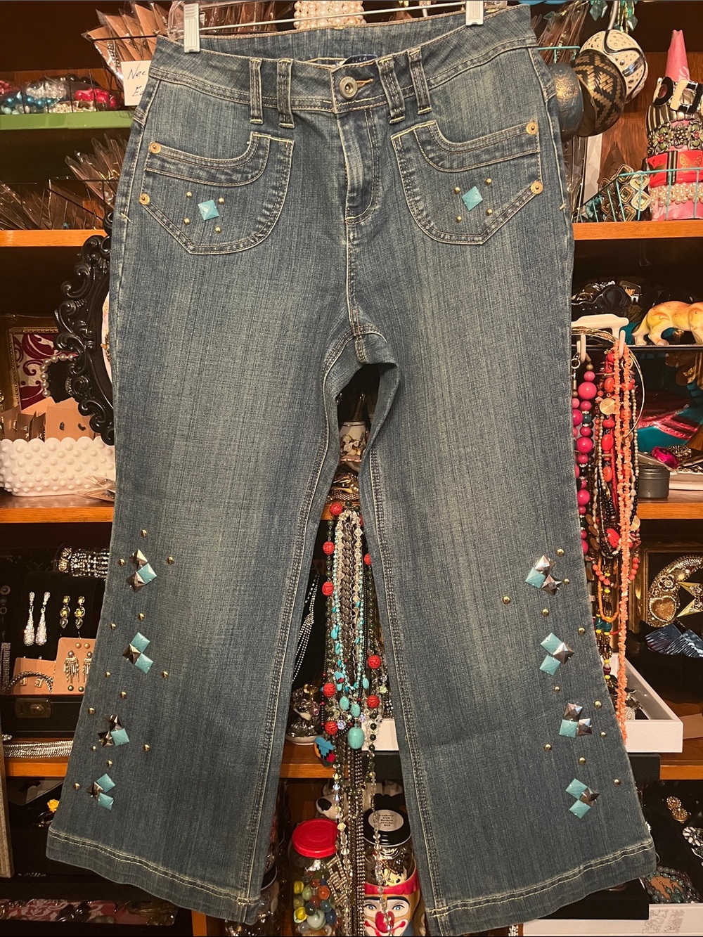 Boho High Waist Wide Leg Jeans Woman Waist Petite Size 12 Vintage